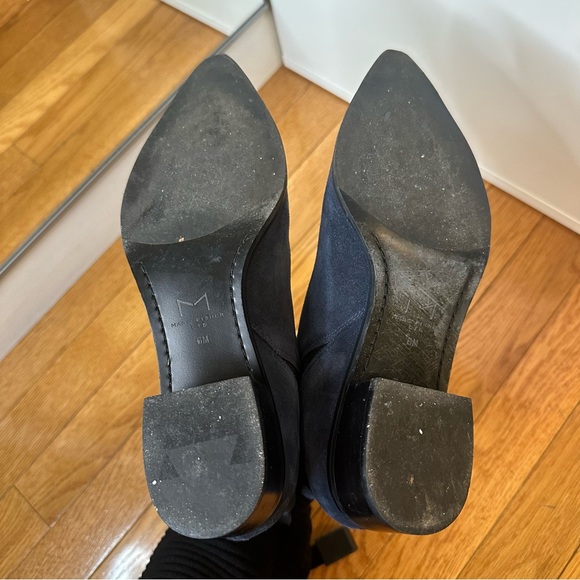 Marc Fisher Yale Pointy Toe Bootie with Metal Detail in Dark Blue Suede — Size 6 - Picture 13 of 13